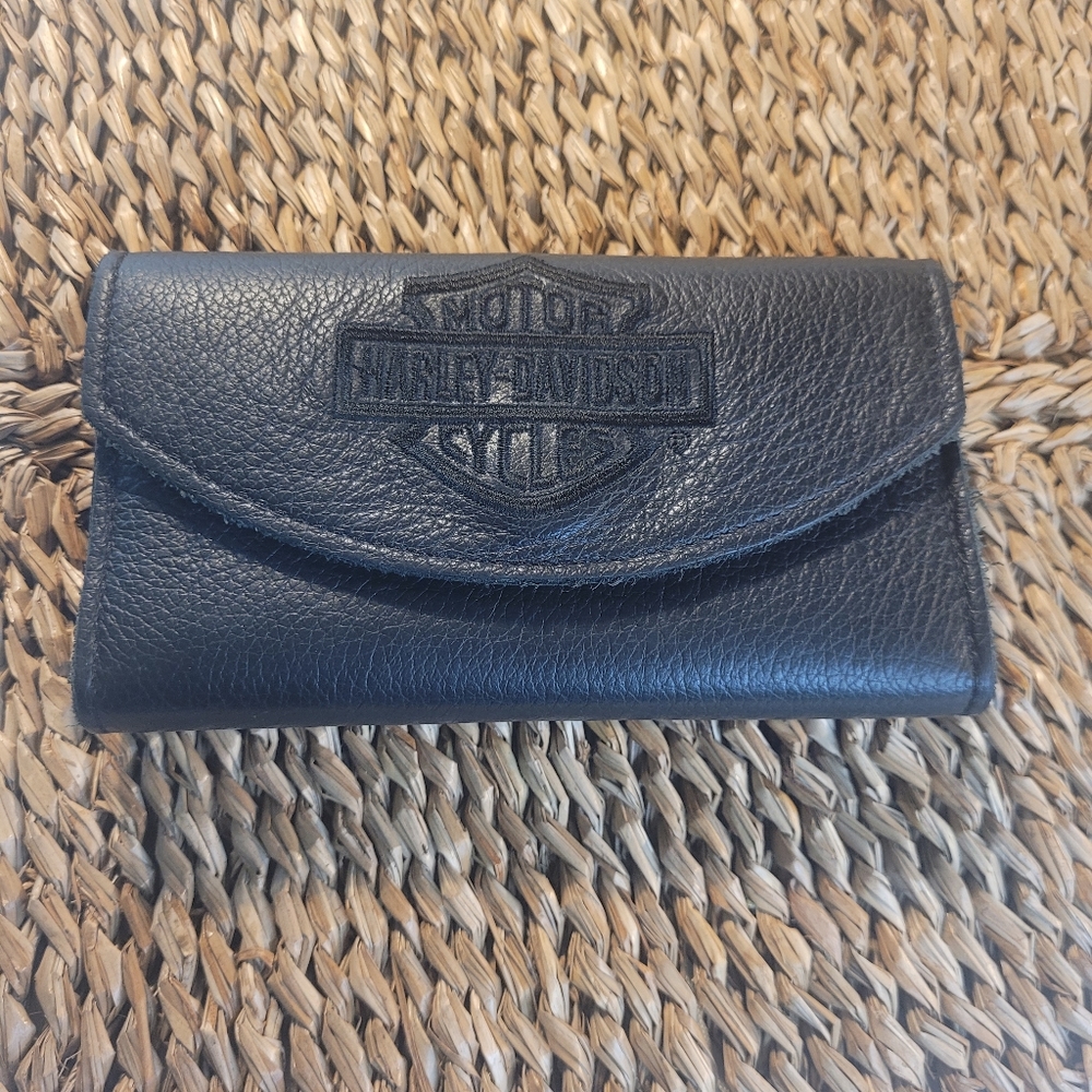 Vintage Harley-Davidson Black Leather Billfold Wallet